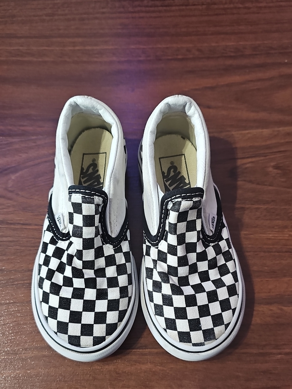 Vans Kids Slip-On Checkerboard Sneakers - Black and White
